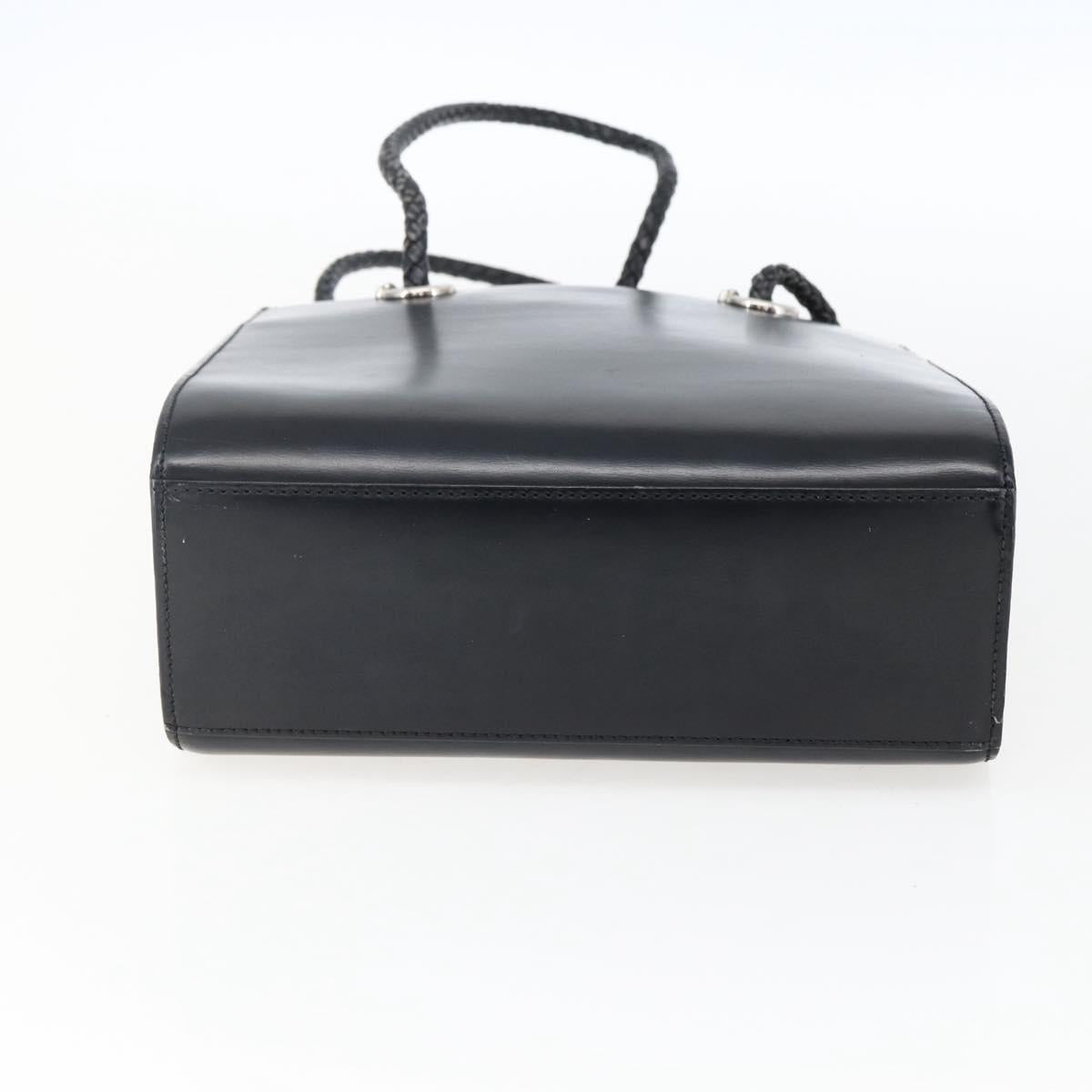 CARTIER Hand Bag Leather Black Silver Auth bs32968