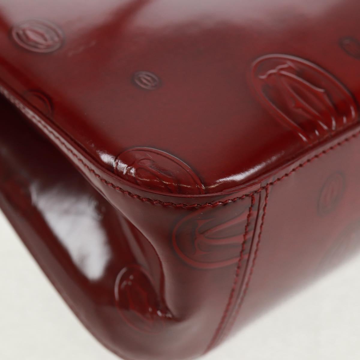 Cartier Hand Bag Patent leather Red Gold Auth bs32969V