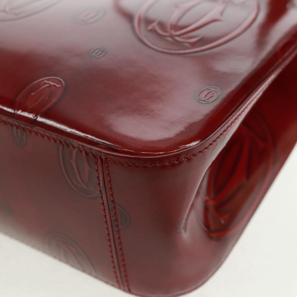 Cartier Hand Bag Patent leather Red Gold Auth bs32969V