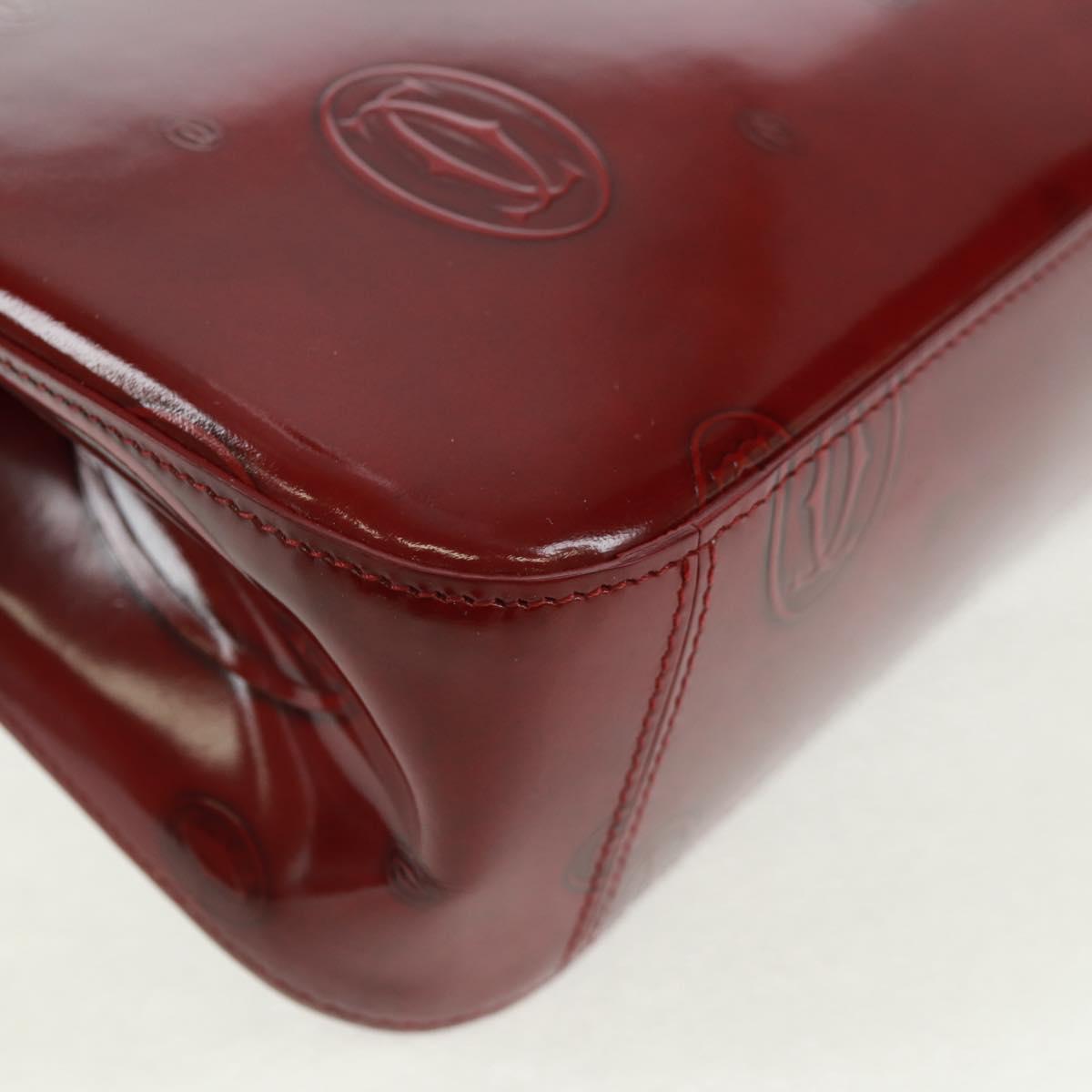 Cartier Hand Bag Patent leather Red Gold Auth bs32969V