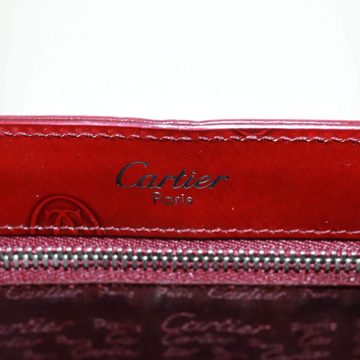 Cartier Hand Bag Patent leather Red Gold Auth bs32969V