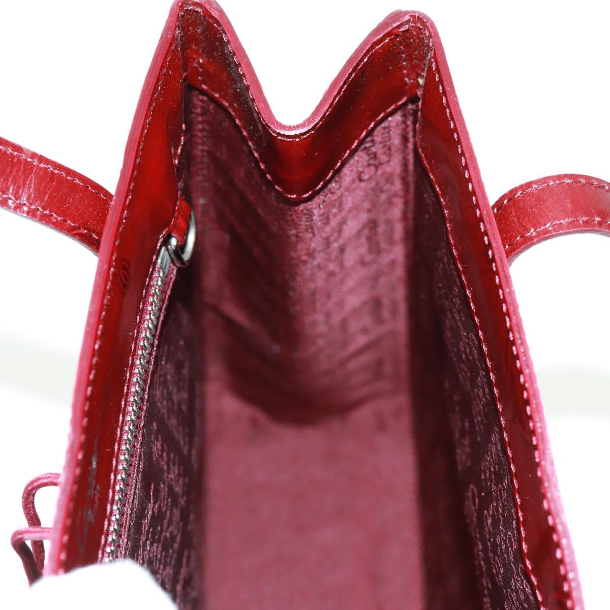 Cartier Hand Bag Patent leather Red Gold Auth bs32969V