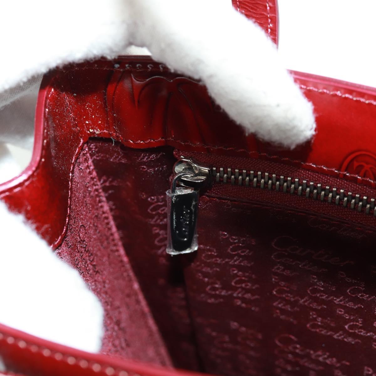 Cartier Hand Bag Patent leather Red Gold Auth bs32969V