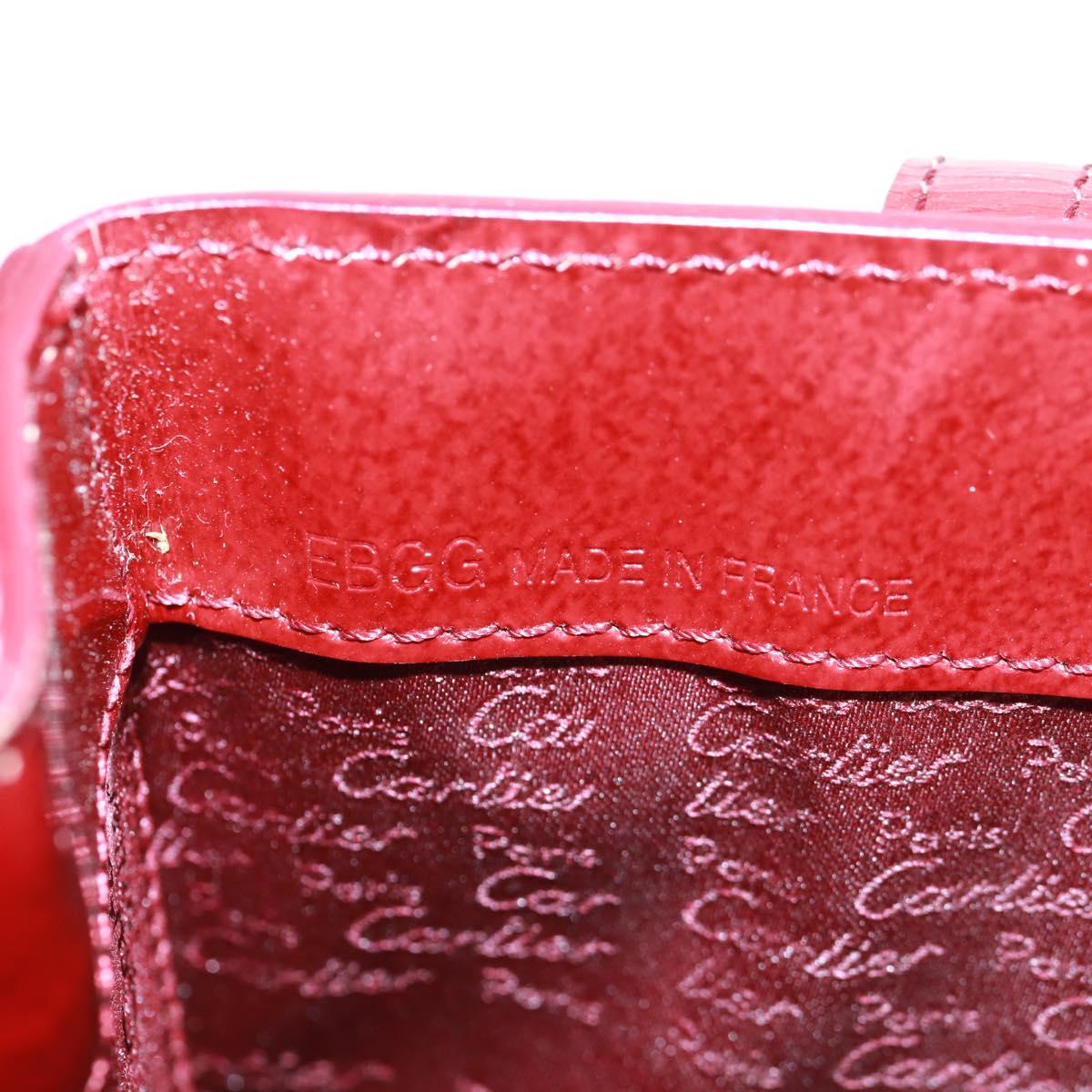 Cartier Hand Bag Patent leather Red Gold Auth bs32969V