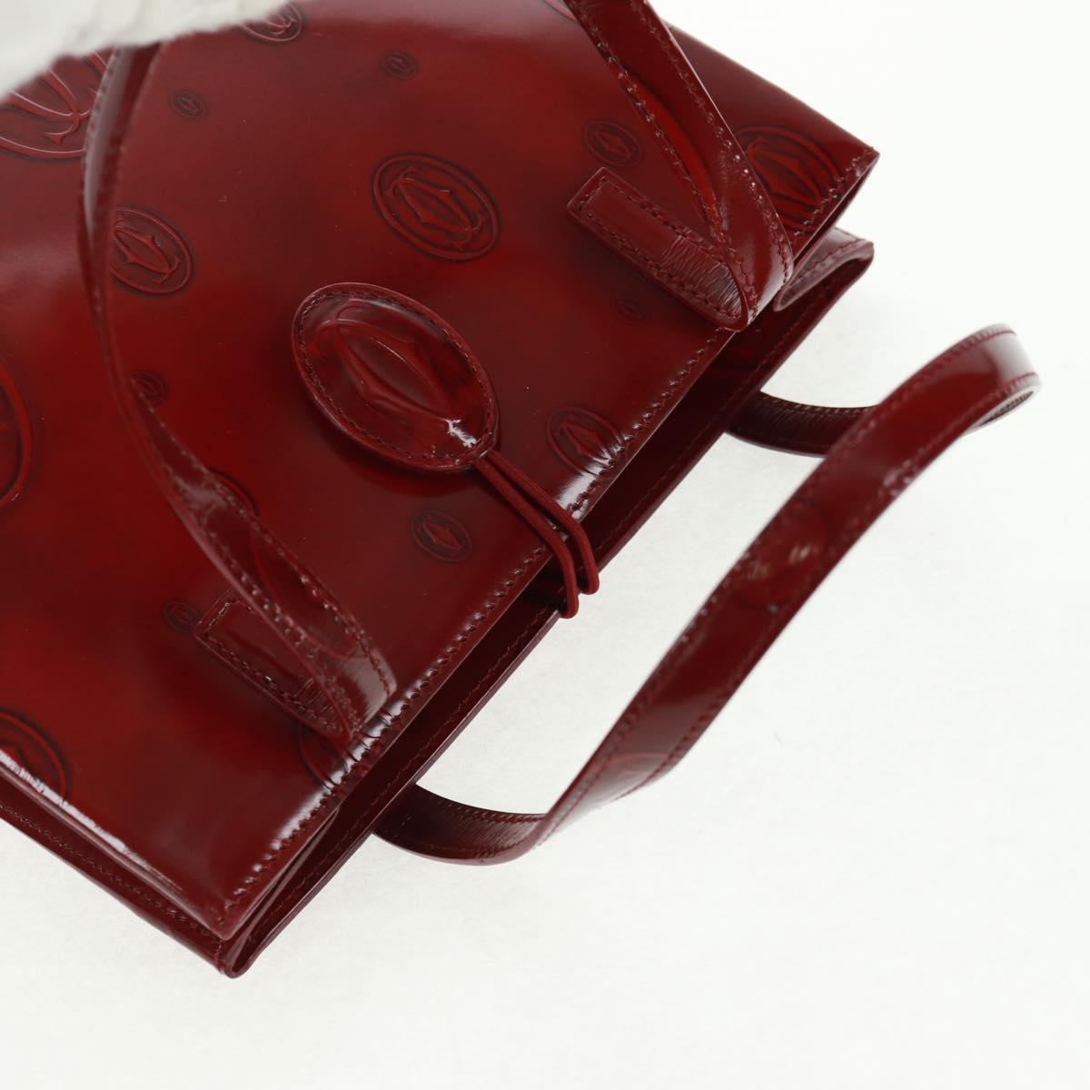 Cartier Hand Bag Patent leather Red Gold Auth bs32969V