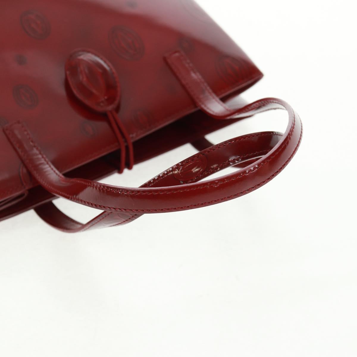 Cartier Hand Bag Patent leather Red Gold Auth bs32969V