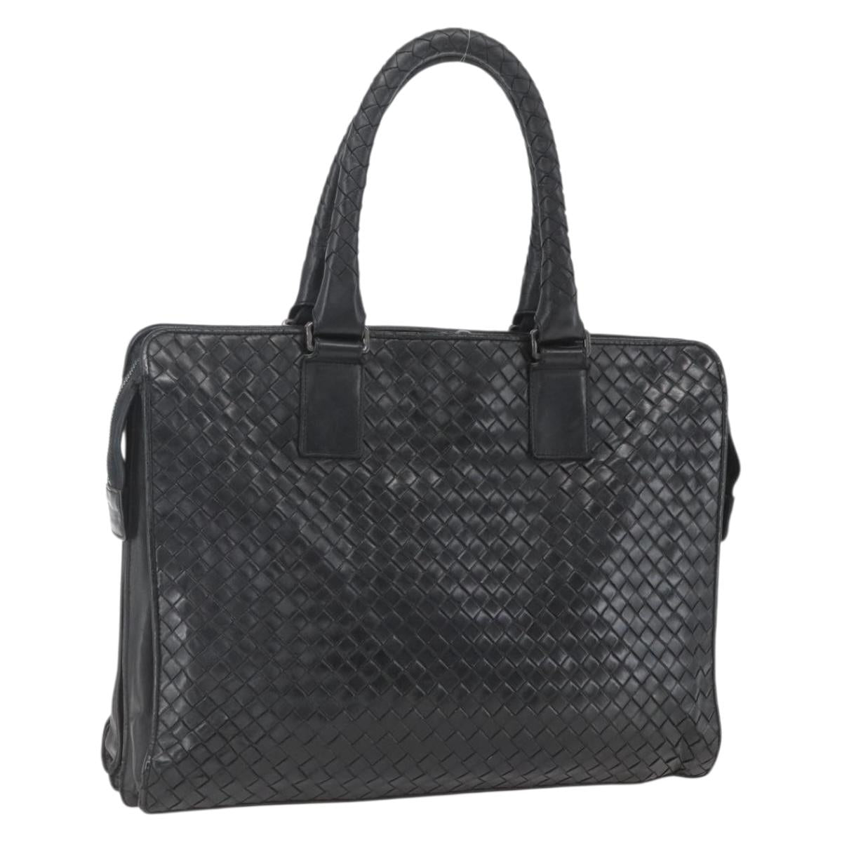 BOTTEGA VENETA INTRECCIATO Hand Bag Leather Black 194669 Auth bs32970