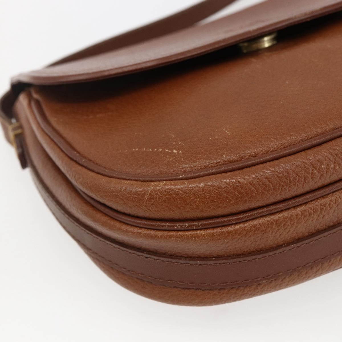 Burberrys Shoulder Bag Leather Brown Gold Auth bs32972