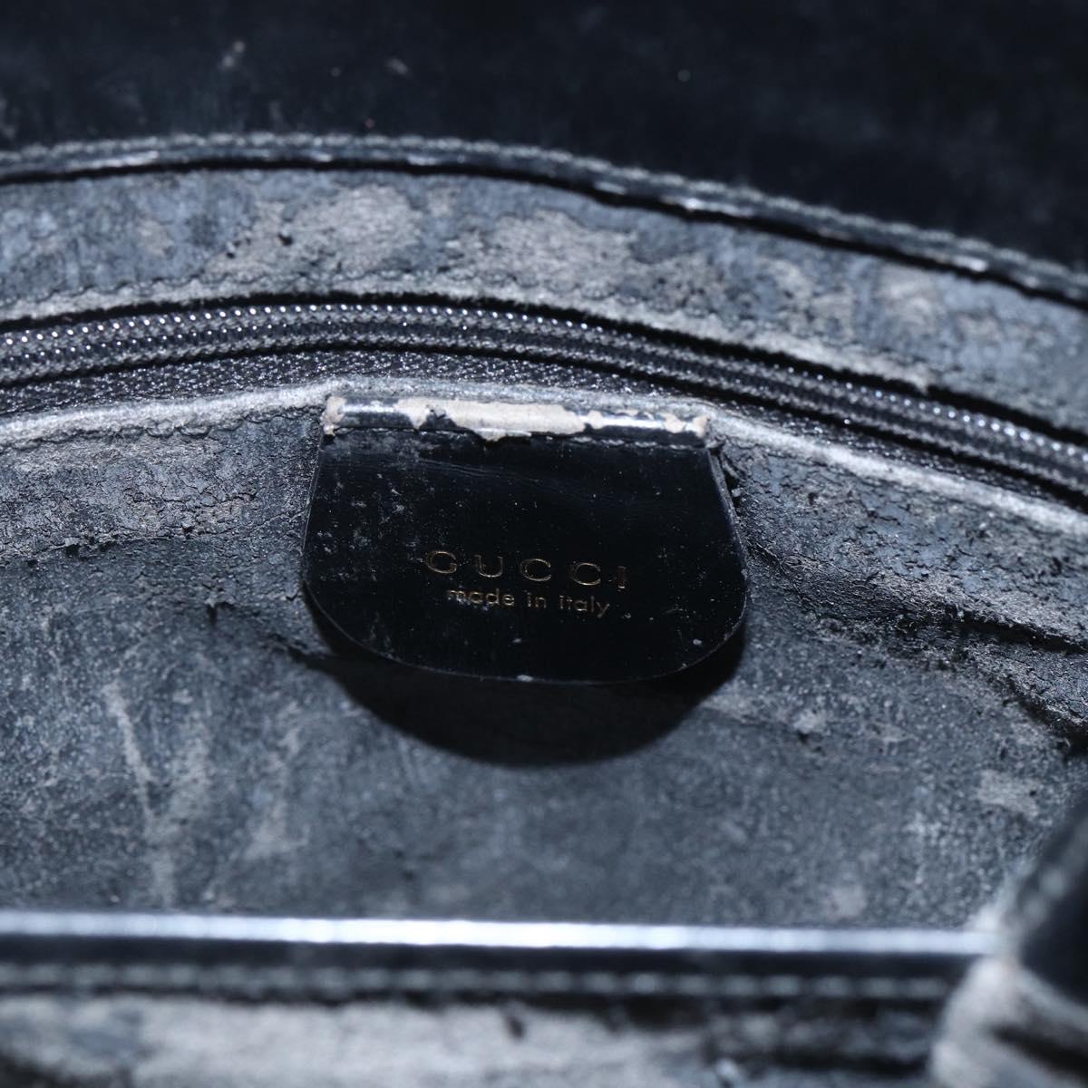 GUCCI Hand Bag Leather Black Gold 000 2113 0564 Auth bs32975