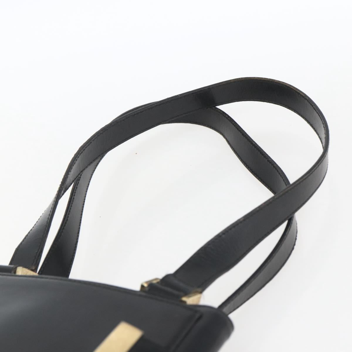 GUCCI Hand Bag Leather Black Gold 000 2113 0564 Auth bs32975