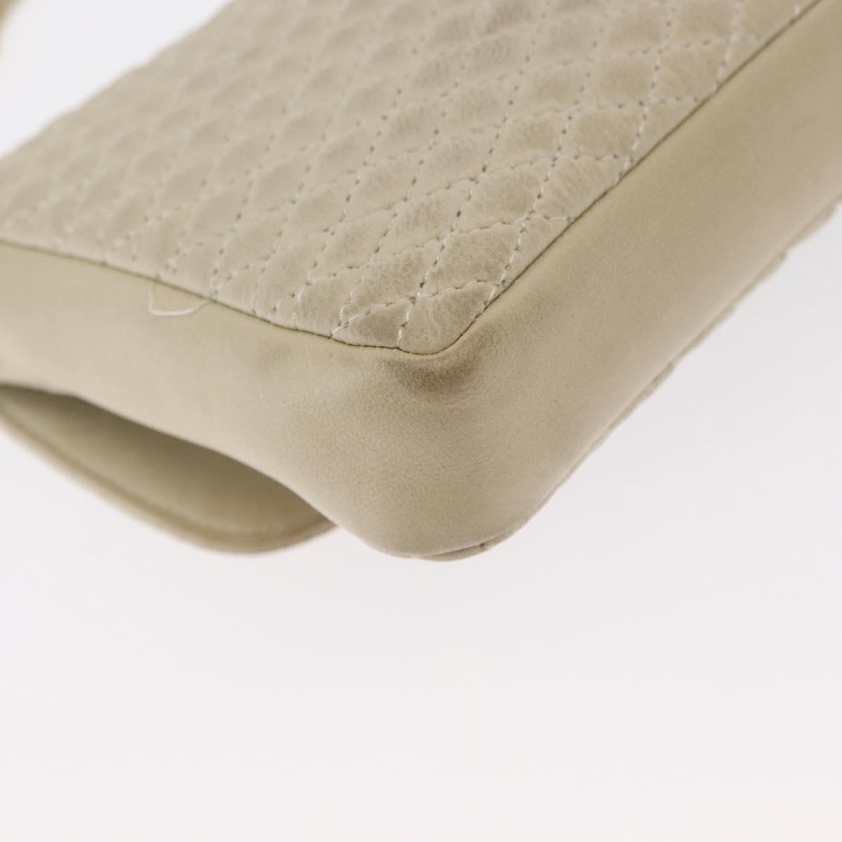 BALLY Shoulder Bag Leather Beige Gold Auth bs32976
