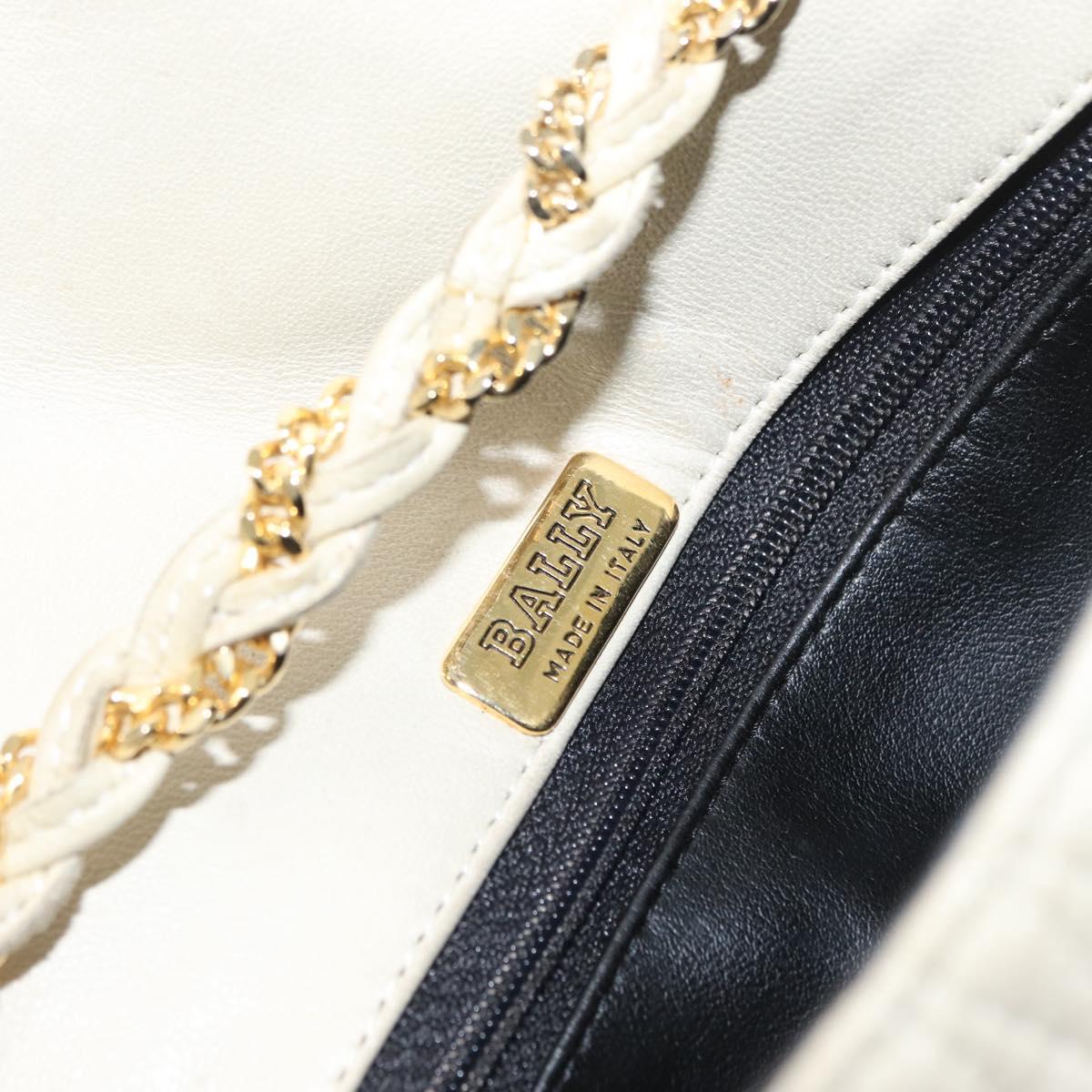 BALLY Shoulder Bag Leather Beige Gold Auth bs32976