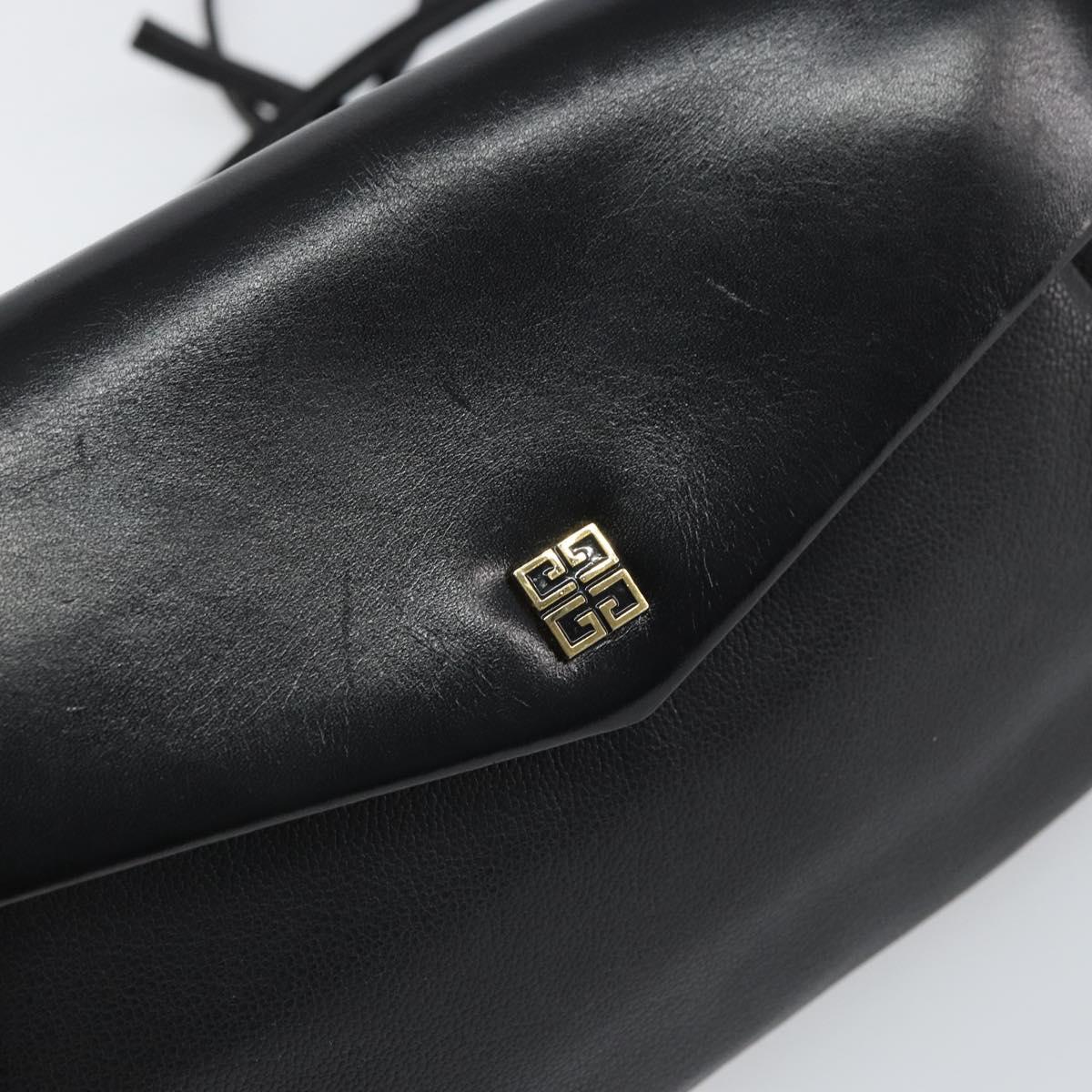 GIVENCHY Shoulder Bag Leather Black Gold Auth bs32977