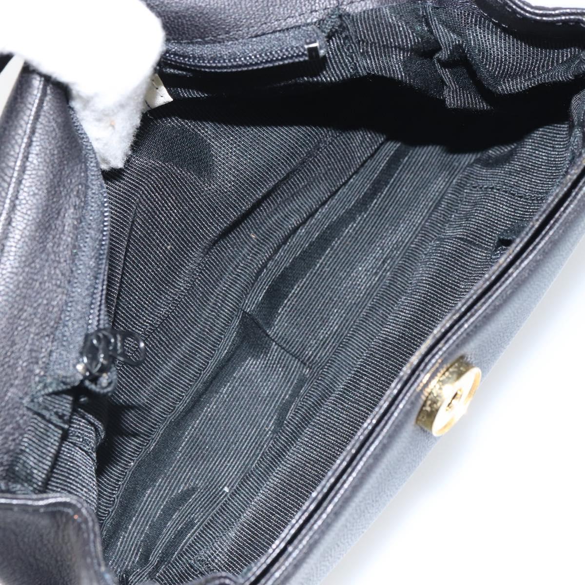 GIVENCHY Shoulder Bag Leather Black Gold Auth bs32977