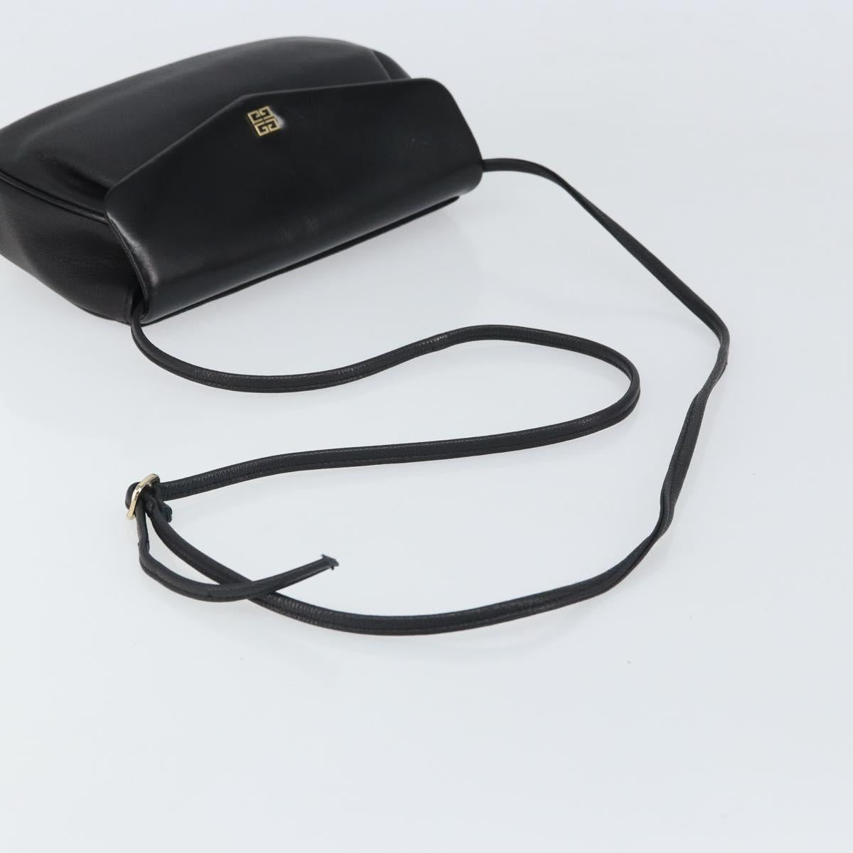 GIVENCHY Shoulder Bag Leather Black Gold Auth bs32977