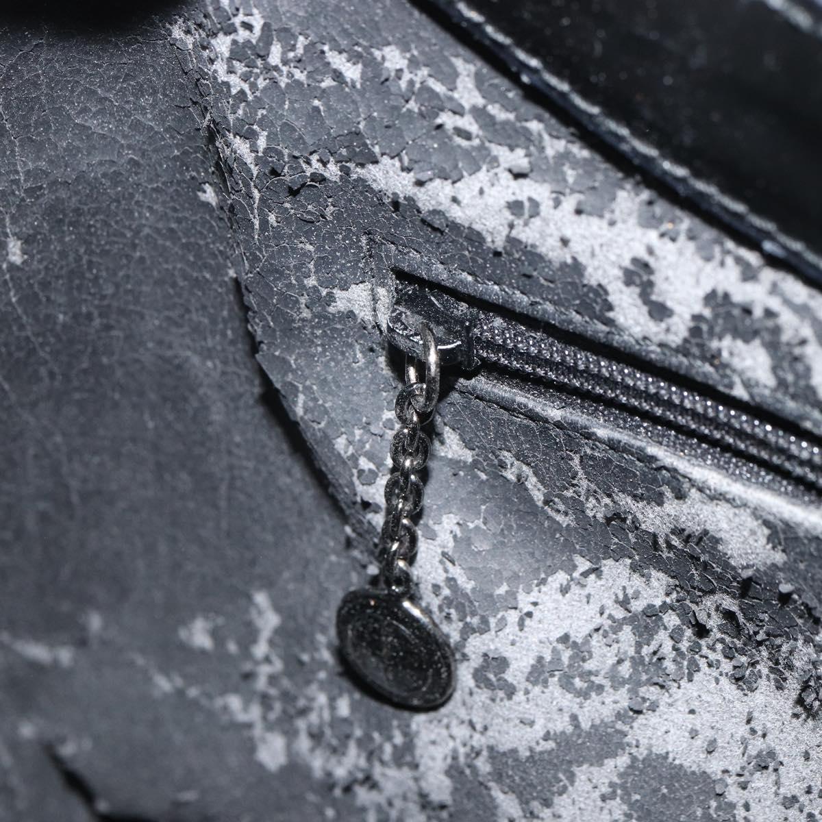 GUCCI Bamboo Hand Bag Patent leather Silver Black 001 1998 3008 Auth bs32983
