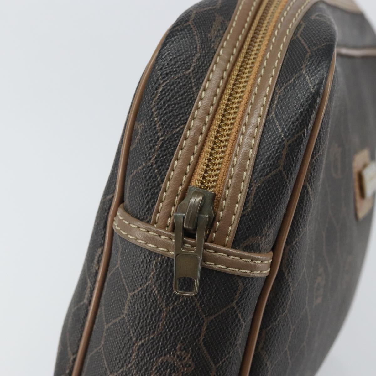 Christian Dior Honeycomb Canvas Clutch Bag PVC Black Auth bs32985