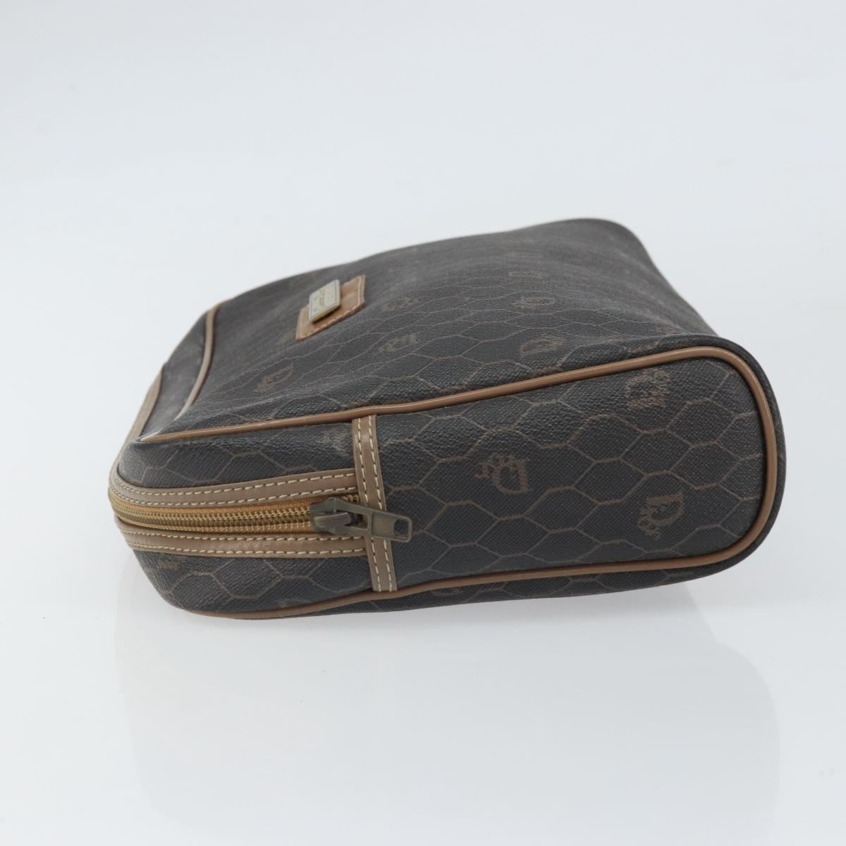 Christian Dior Honeycomb Canvas Clutch Bag PVC Black Auth bs32985
