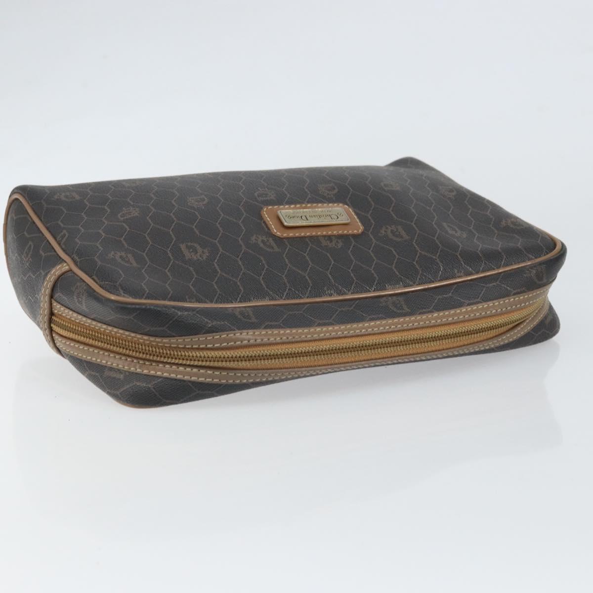 Christian Dior Honeycomb Canvas Clutch Bag PVC Black Auth bs32985