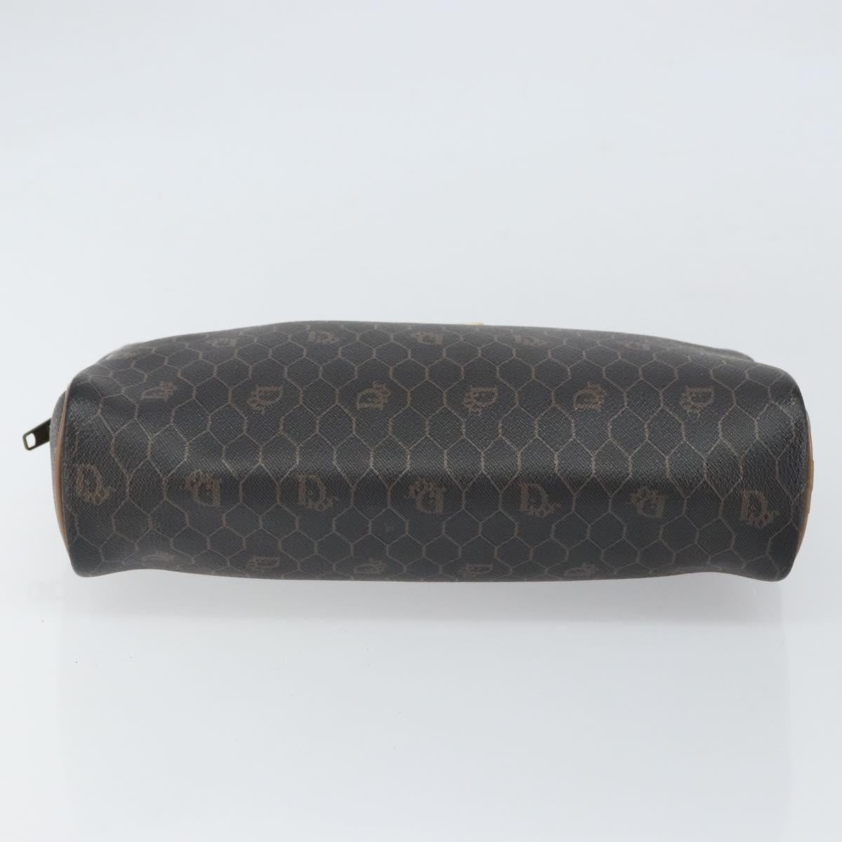 Christian Dior Honeycomb Canvas Clutch Bag PVC Black Auth bs32985