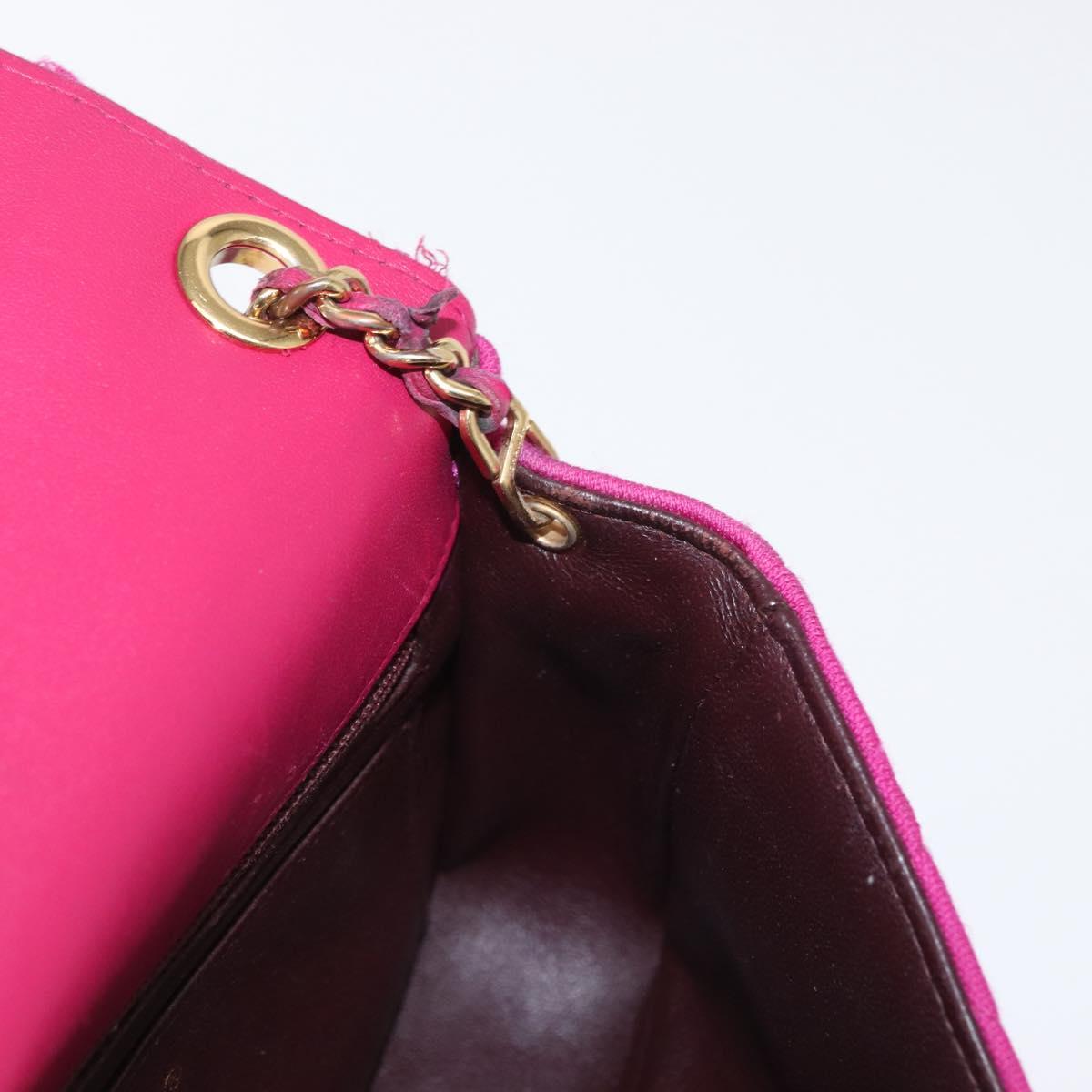 CHANEL Matelasse Chain Shoulder Bag Cotton Pink Gold CC Auth bs32986