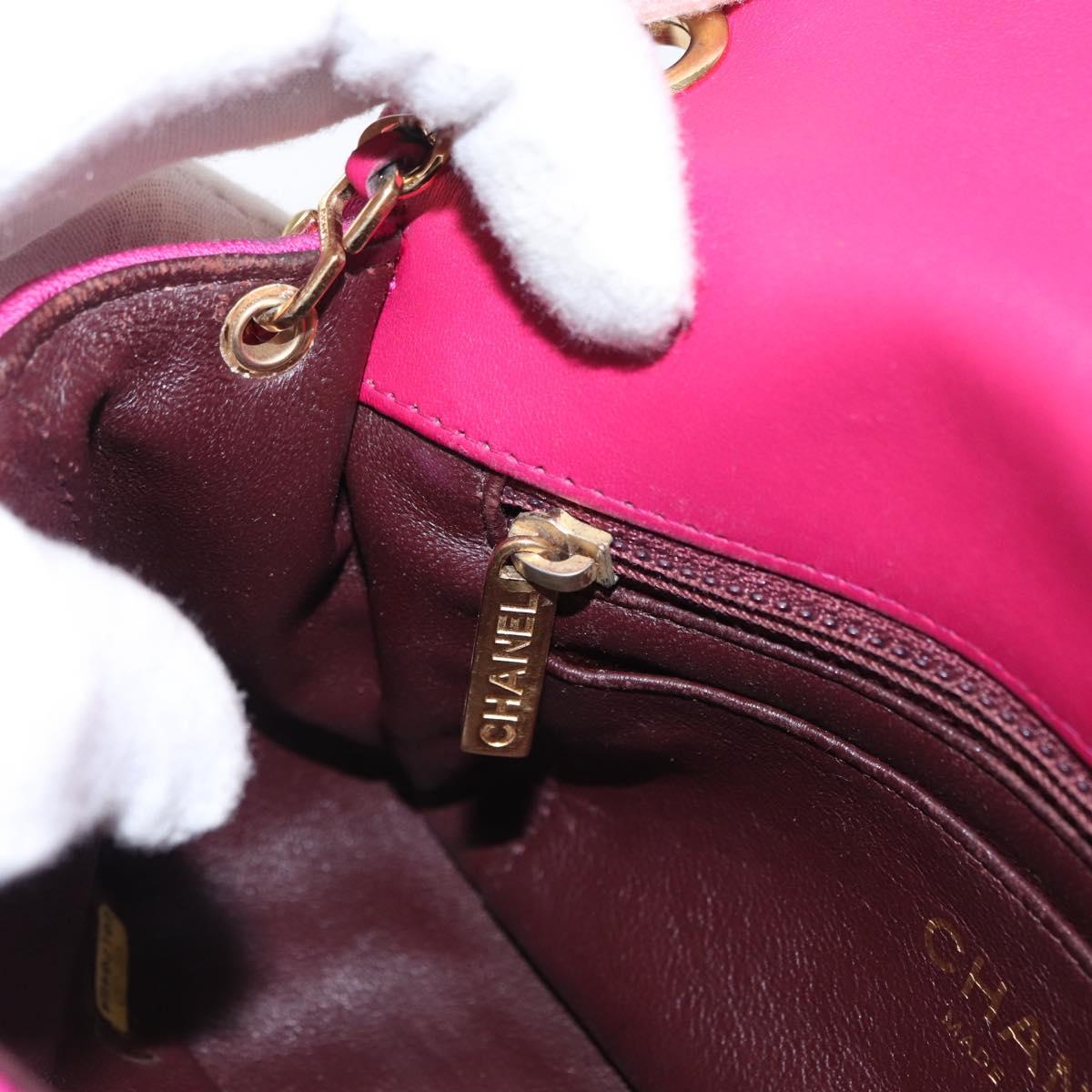 CHANEL Matelasse Chain Shoulder Bag Cotton Pink Gold CC Auth bs32986