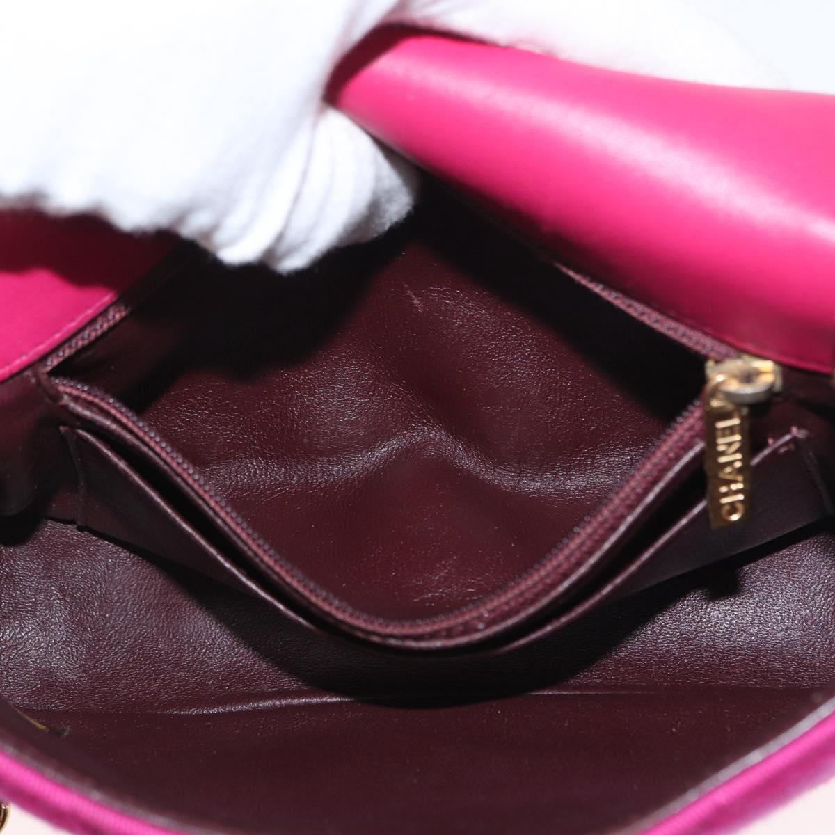 CHANEL Matelasse Chain Shoulder Bag Cotton Pink Gold CC Auth bs32986
