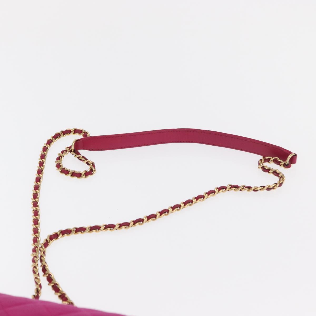 CHANEL Matelasse Chain Shoulder Bag Cotton Pink Gold CC Auth bs32986