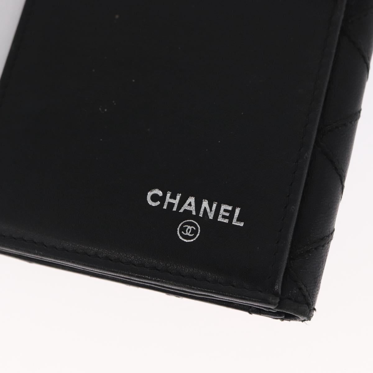 CHANEL Bicolore Long Wallet Leather Black CC Auth bs32988