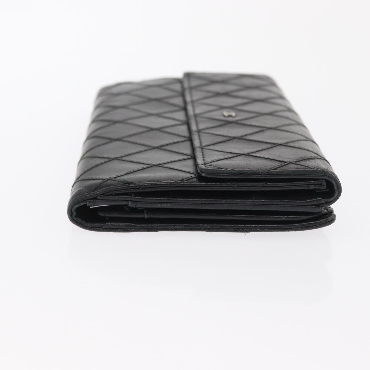 CHANEL Bicolore Long Wallet Leather Black CC Auth bs32988