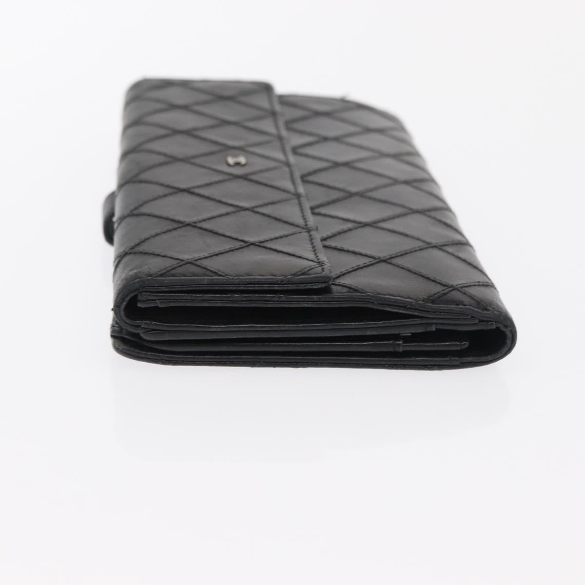 CHANEL Bicolore Long Wallet Leather Black CC Auth bs32988