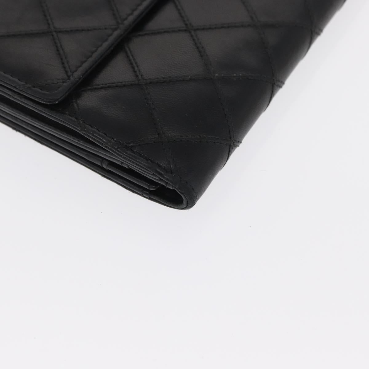 CHANEL Bicolore Long Wallet Leather Black CC Auth bs32988