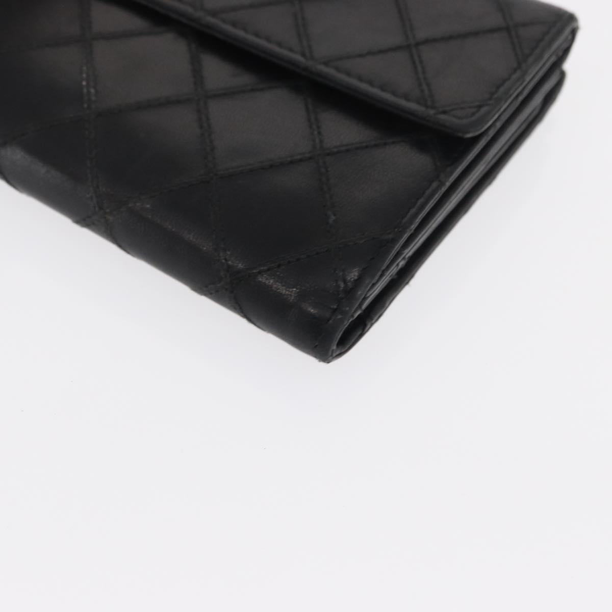 CHANEL Bicolore Long Wallet Leather Black CC Auth bs32988
