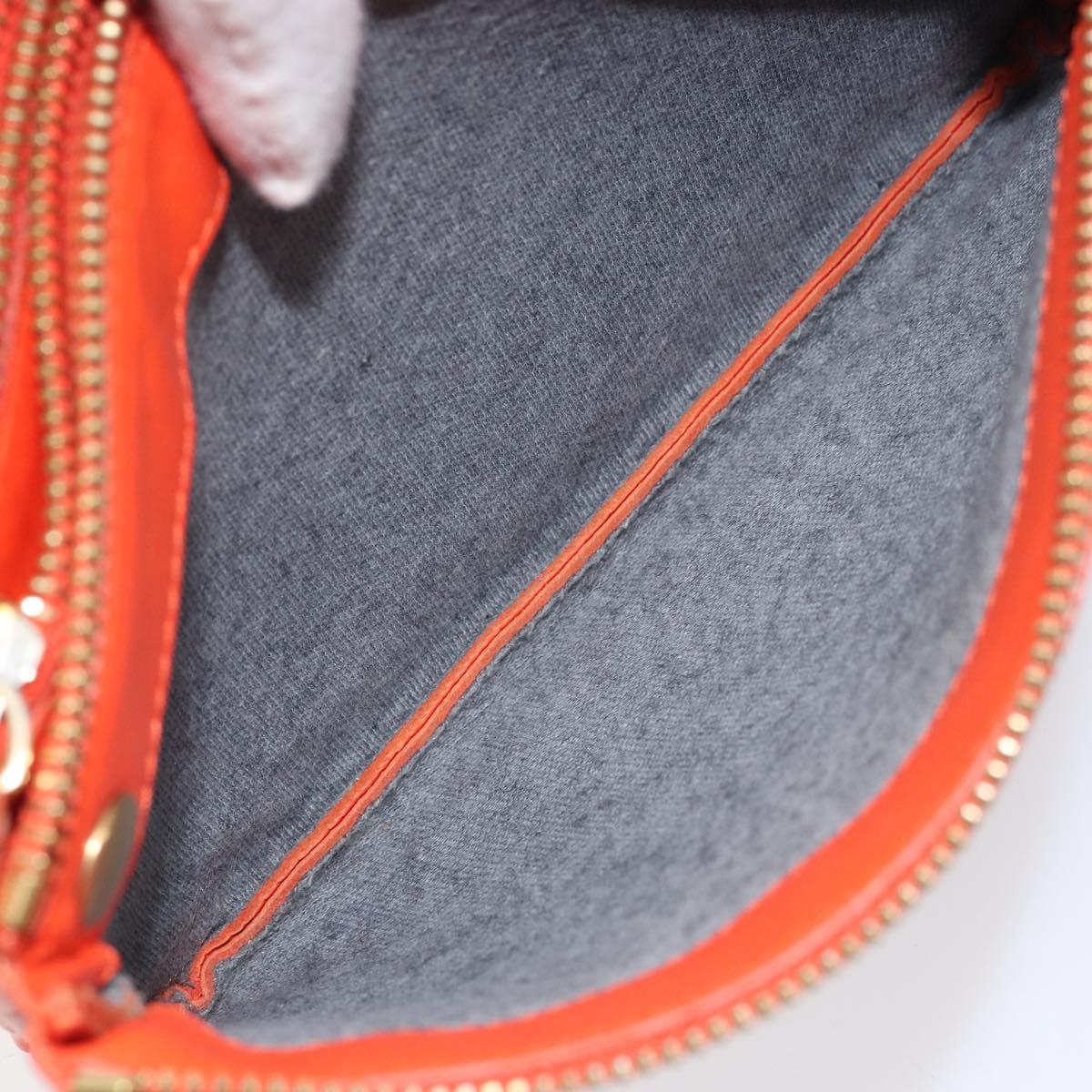 CELINE Shoulder Bag Leather Orange Gold Auth bs32999