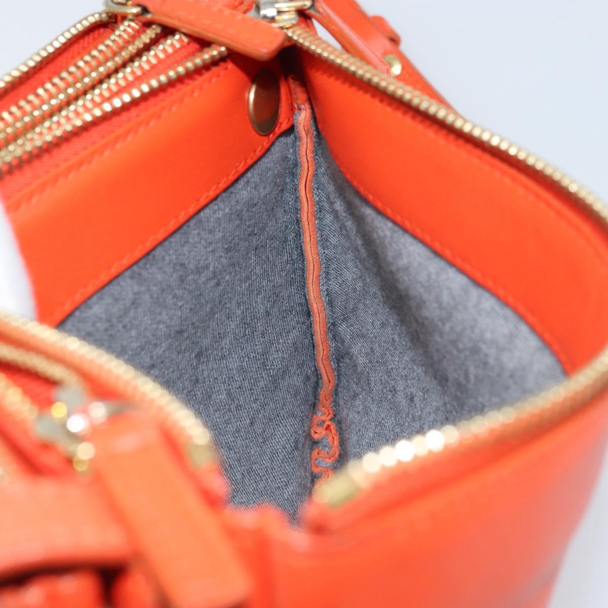 CELINE Shoulder Bag Leather Orange Gold Auth bs32999