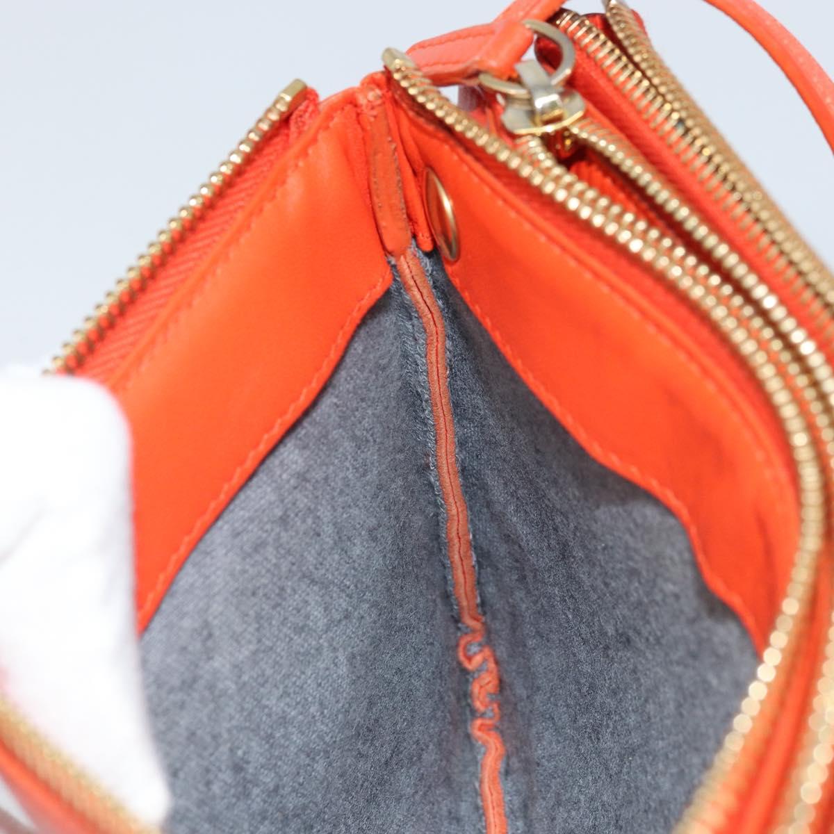 CELINE Shoulder Bag Leather Orange Gold Auth bs32999