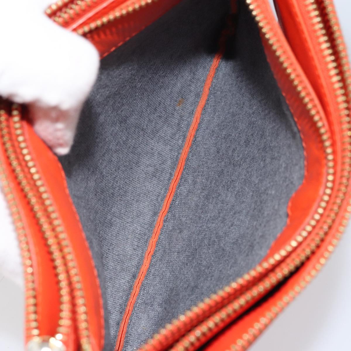 CELINE Shoulder Bag Leather Orange Gold Auth bs32999