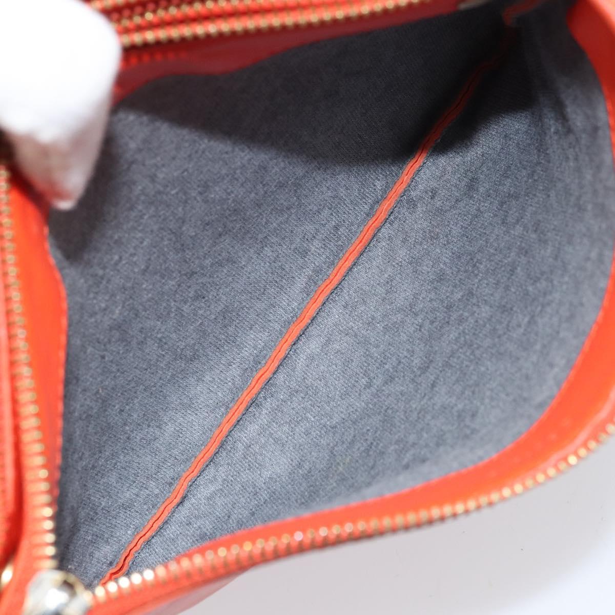 CELINE Shoulder Bag Leather Orange Gold Auth bs32999