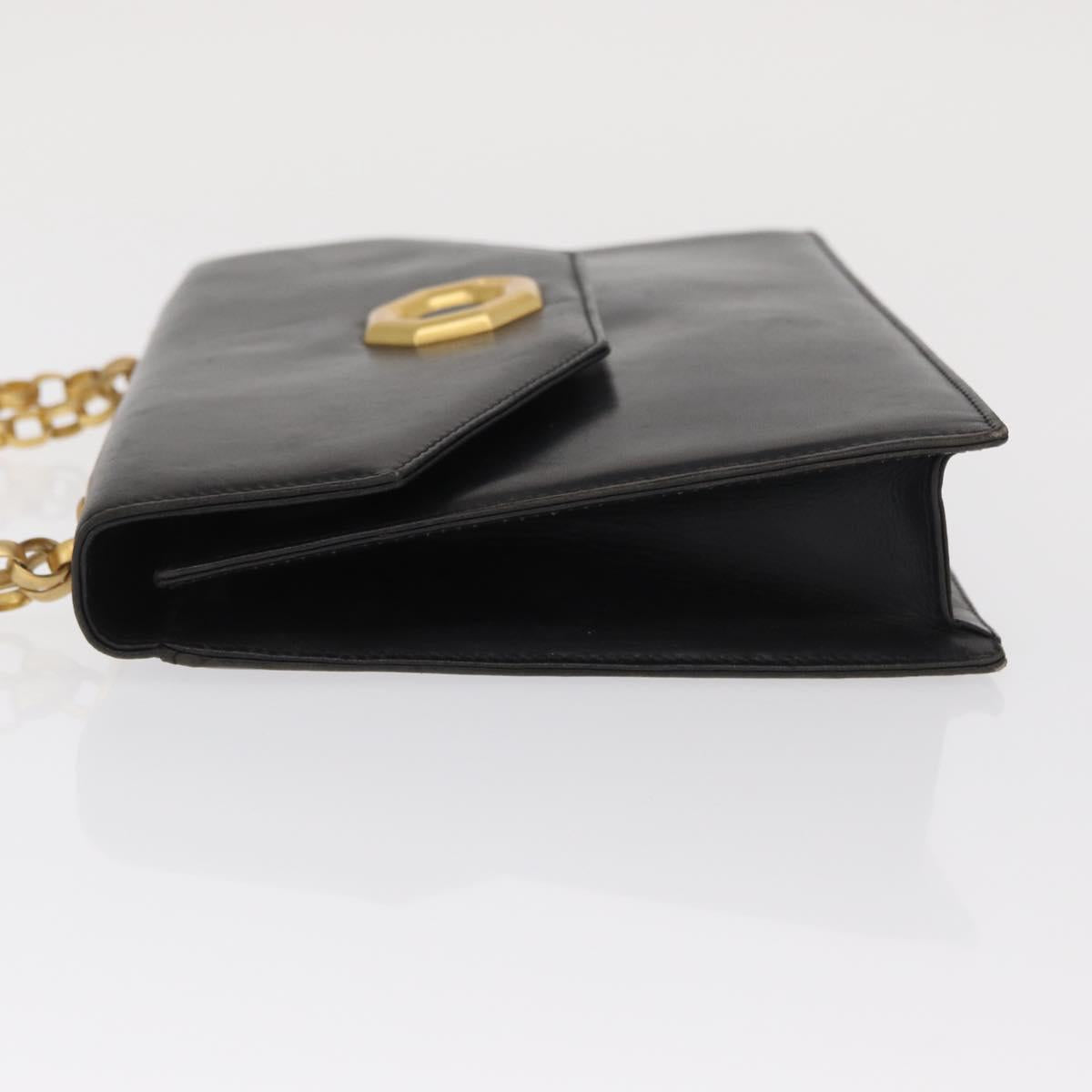 BALLY Shoulder Bag Leather Black Gold Auth bs33000