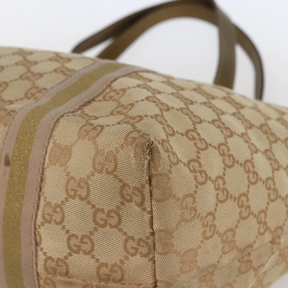 GUCCI GG Canvas Sherry Line Tote Bag Beige Gold pink 139260 Auth bs33004