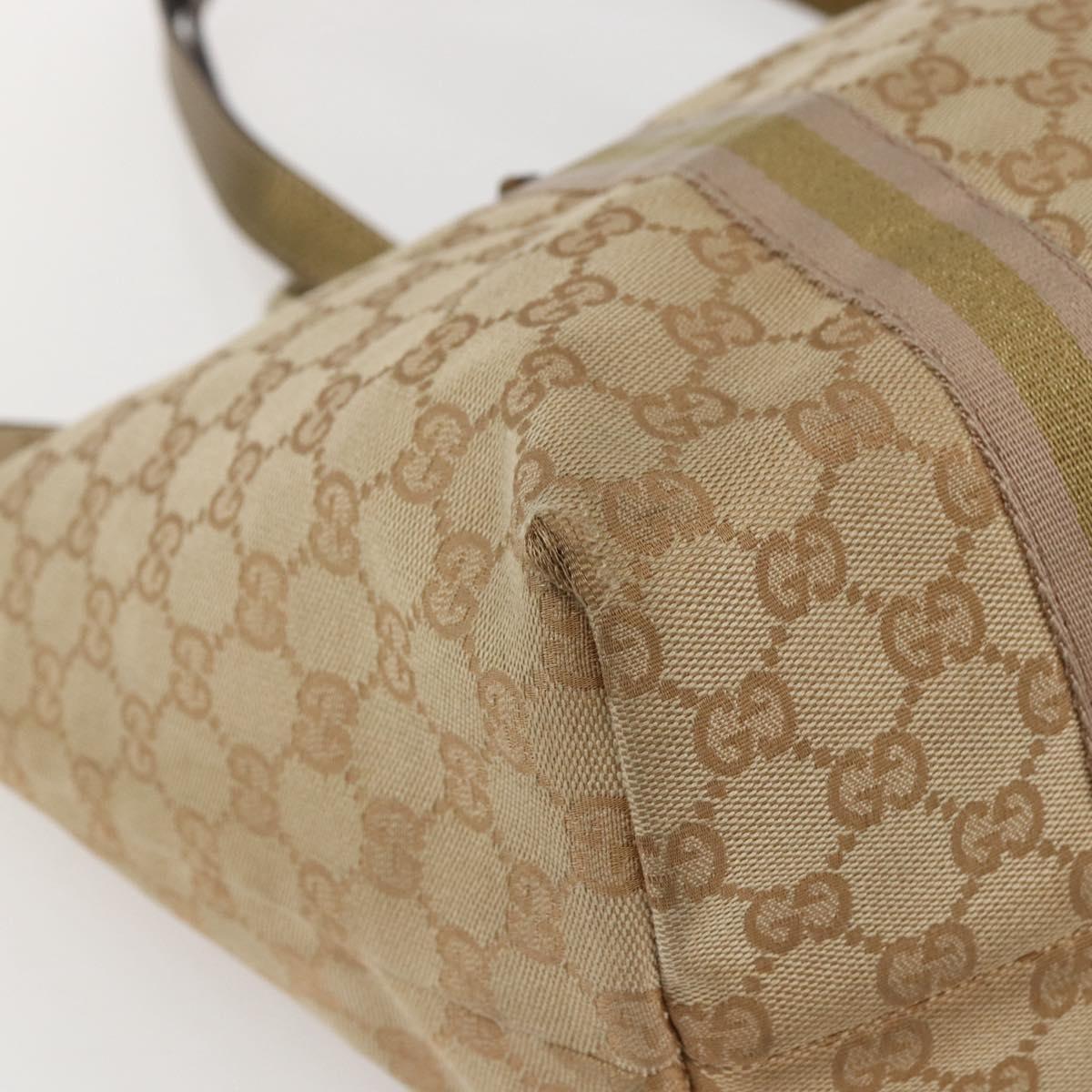 GUCCI GG Canvas Sherry Line Tote Bag Beige Gold pink 139260 Auth bs33004