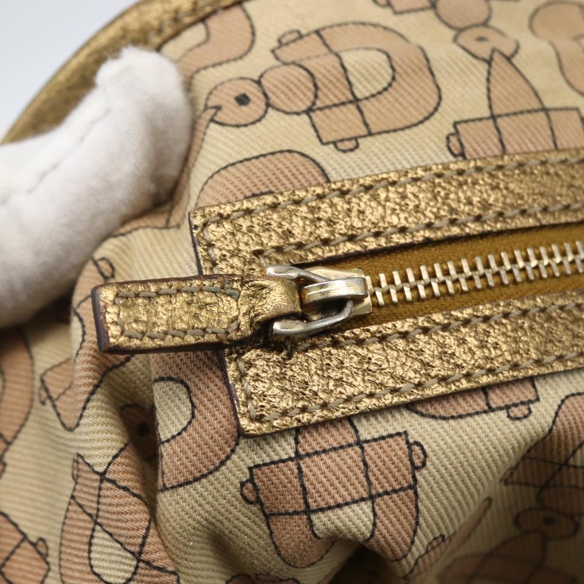 GUCCI GG Canvas Sherry Line Tote Bag Beige Gold pink 139260 Auth bs33004