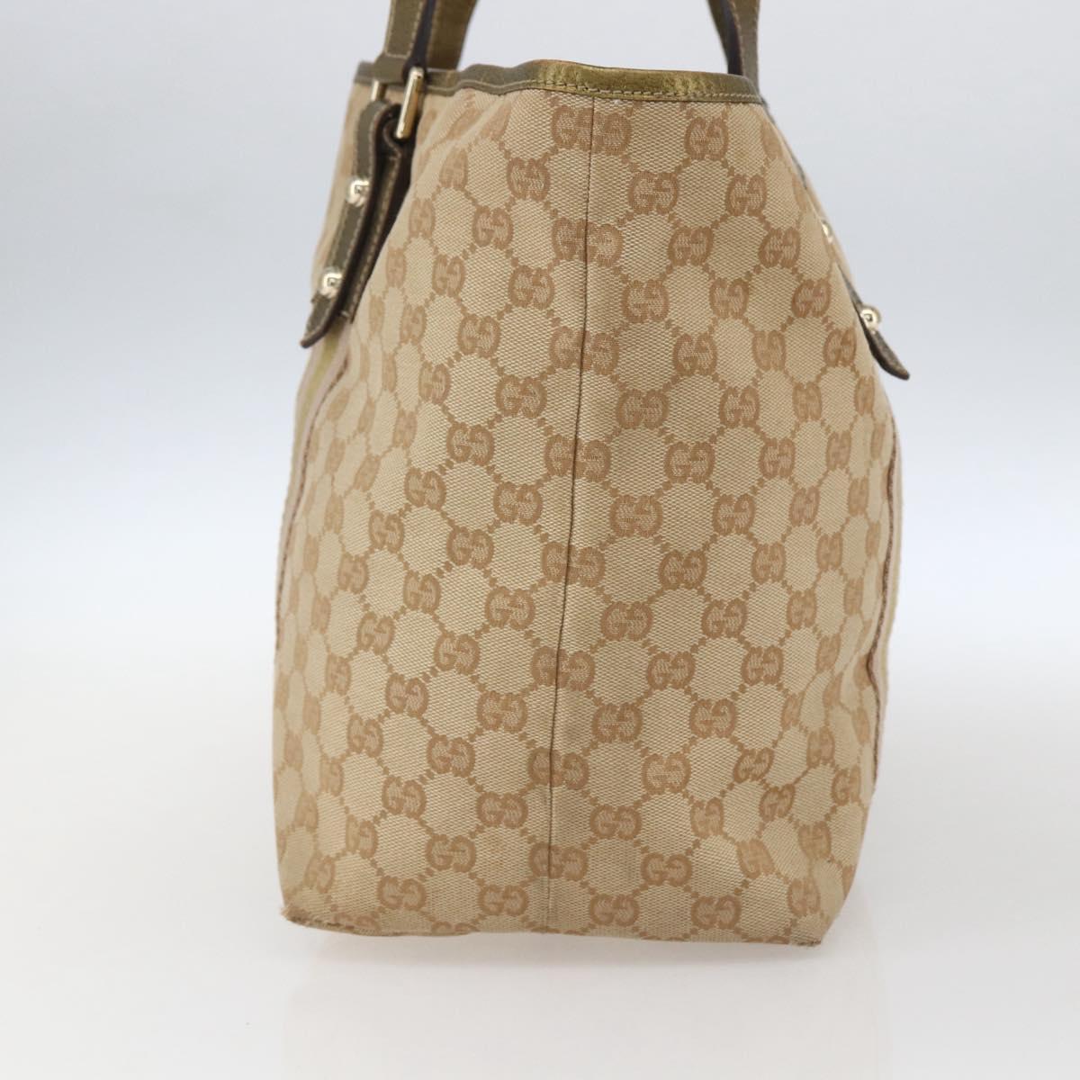 GUCCI GG Canvas Sherry Line Tote Bag Beige Gold pink 139260 Auth bs33004