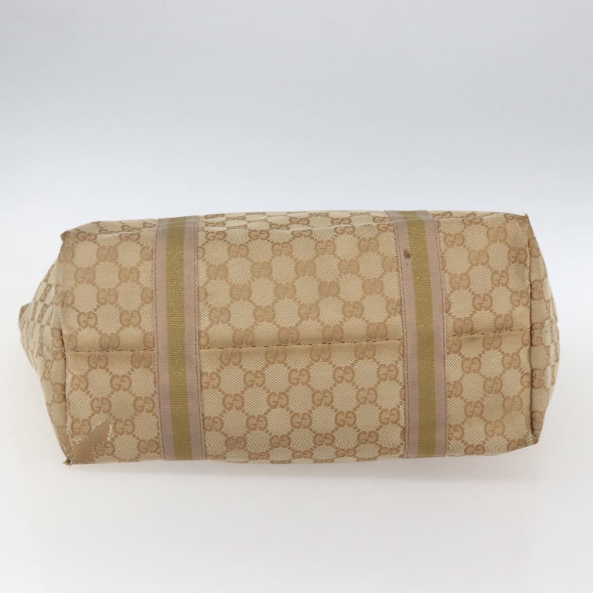 GUCCI GG Canvas Sherry Line Tote Bag Beige Gold pink 139260 Auth bs33004