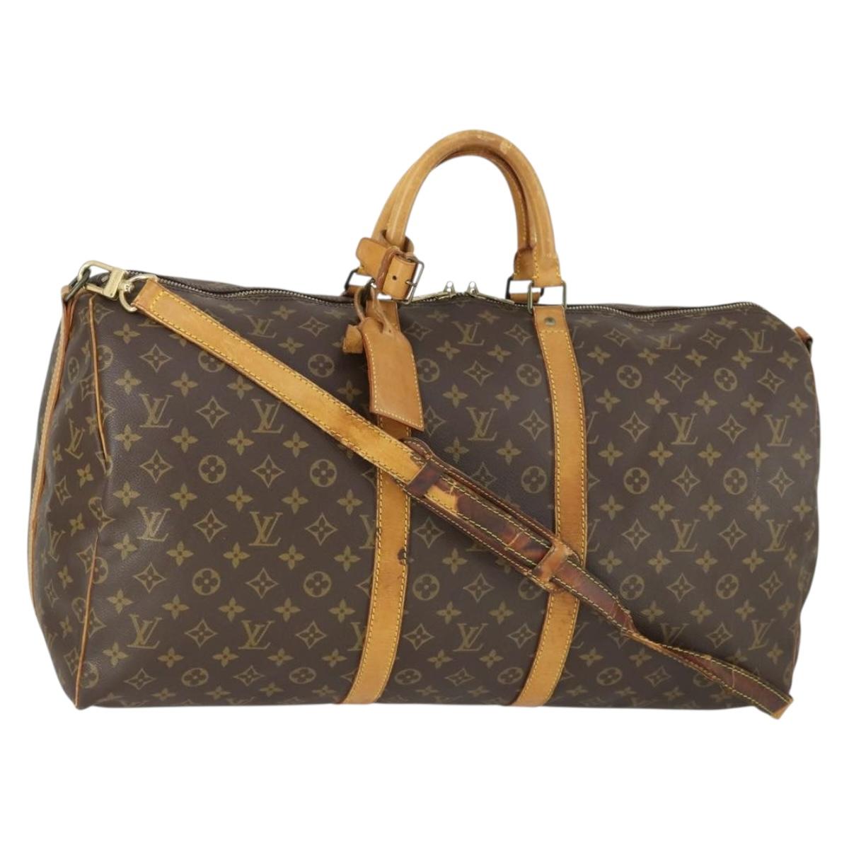 LOUIS VUITTON Monogram Keepall Bandouliere 55 Boston Bag M41414 LV Auth bs33008