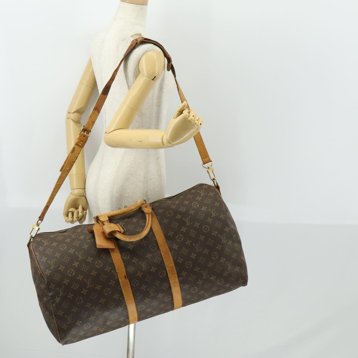 LOUIS VUITTON Monogram Keepall Bandouliere 55 Boston Bag M41414 LV Auth bs33008