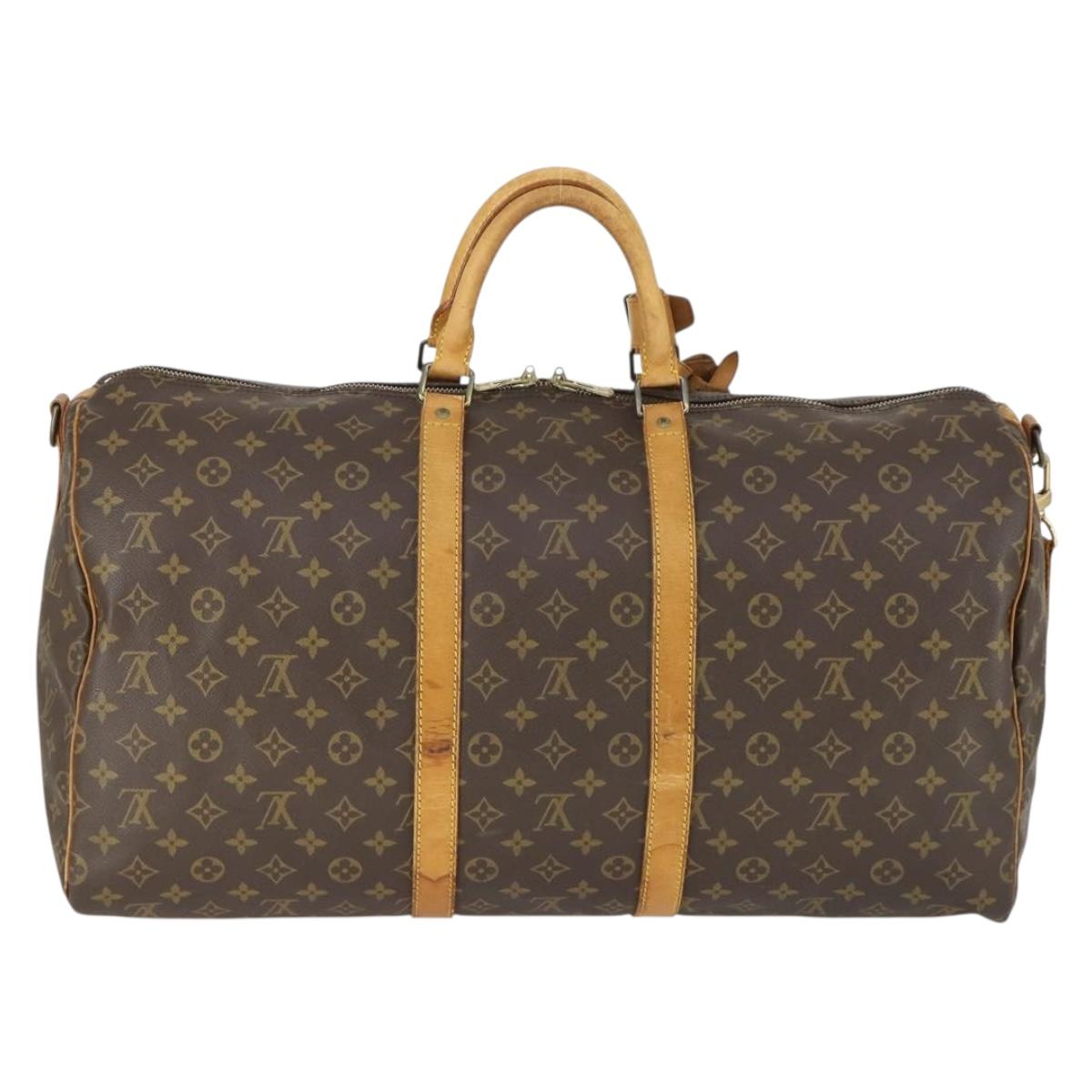 LOUIS VUITTON Monogram Keepall Bandouliere 55 Boston Bag M41414 LV Auth bs33008
