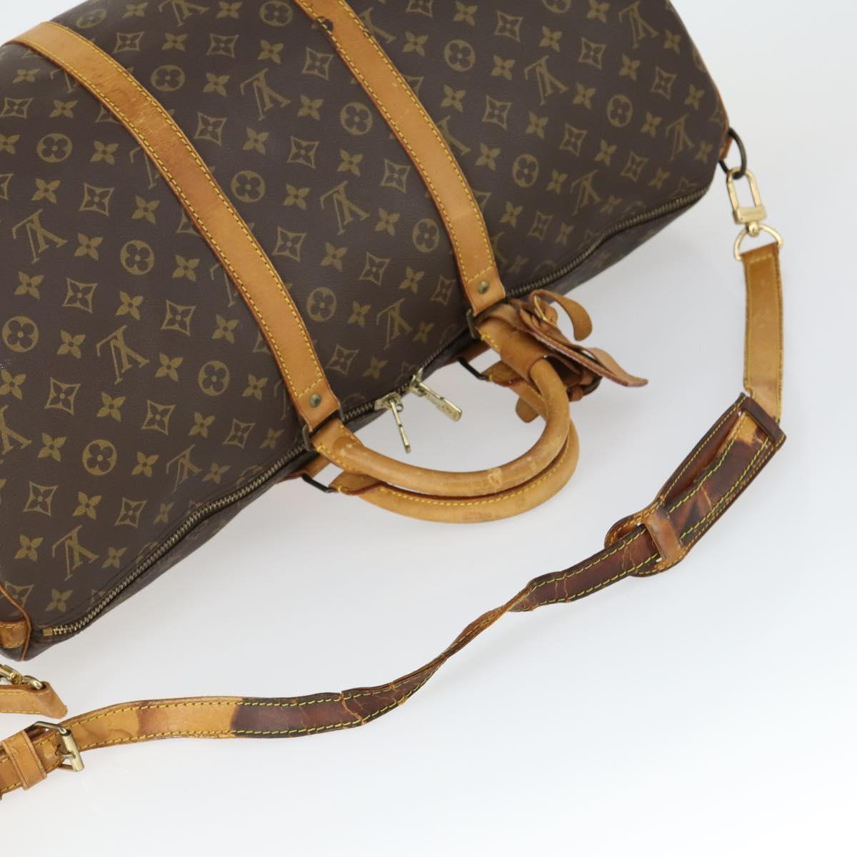 LOUIS VUITTON Monogram Keepall Bandouliere 55 Boston Bag M41414 LV Auth bs33008