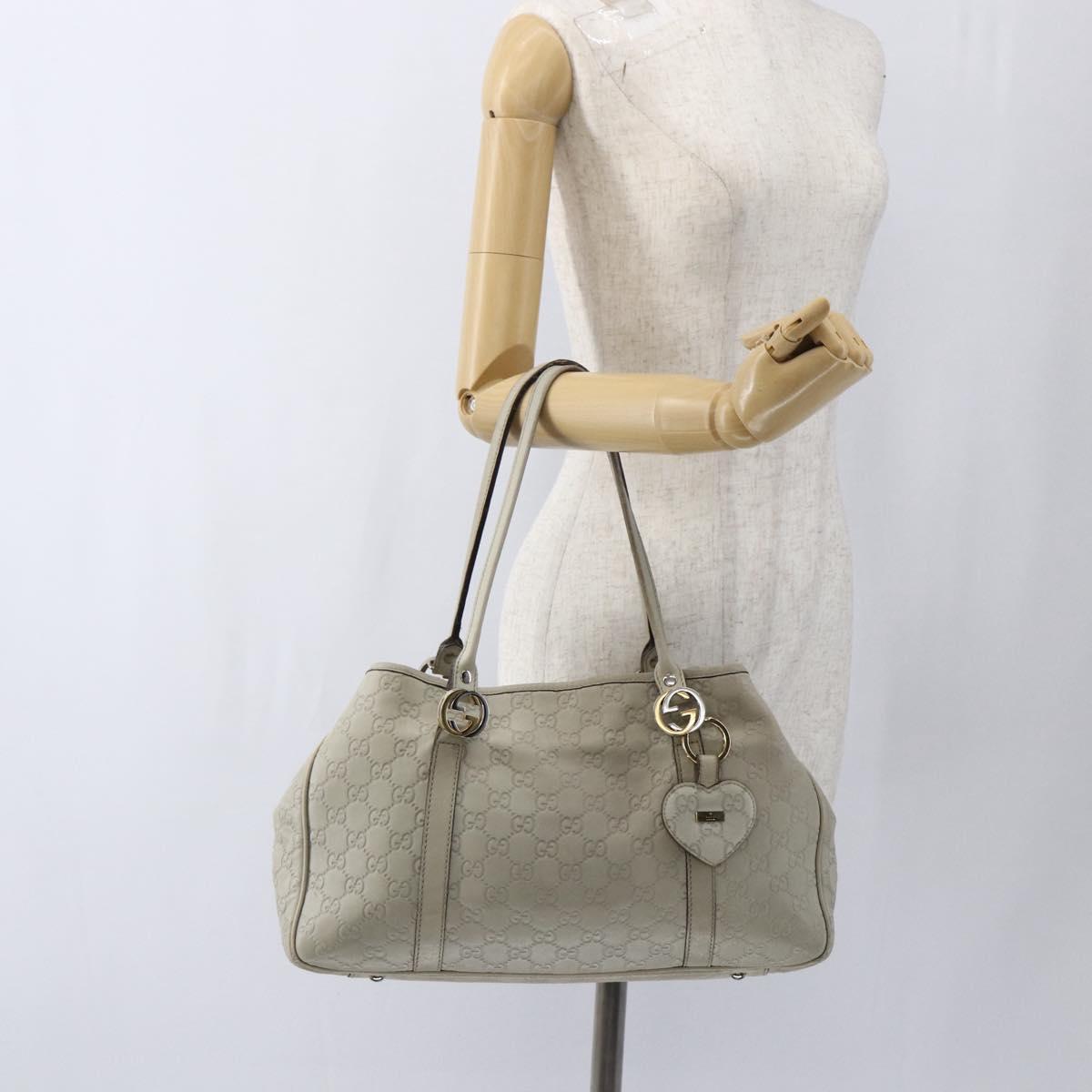 GUCCI GG Canvas Guccissima Tote Bag Leather Beige Gold 232957 Auth bs33021