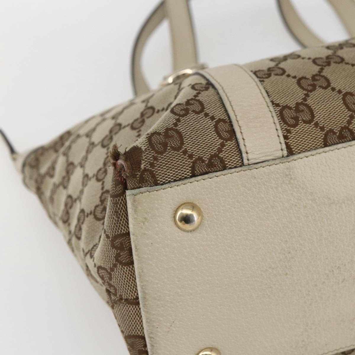 GUCCI GG Canvas Tote Bag Beige Gold 141470 Auth bs33022